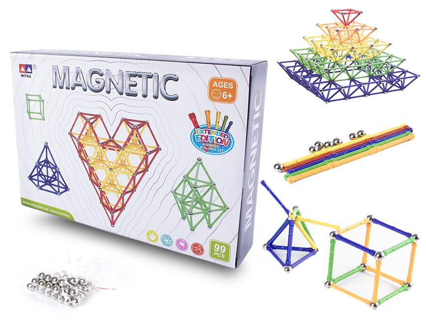Klocki, zestaw klocków magnetycznych 99 el. Klocki, zestaw klocków magnetycznych 99 el.