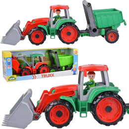 LENA traktor z łyżką i przyczepą, duży 53 cm