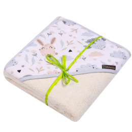 Ręcznik z kapturkiem, bambusowe okrycie kąpielowe dla dziecka 100x100 cm BABY BAMBOO ECRU