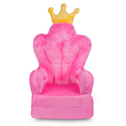 Fotelik pluszowy dla dziecka, rozkładany fotel dziecięcy - Różowy Tron dla księżniczki Princes