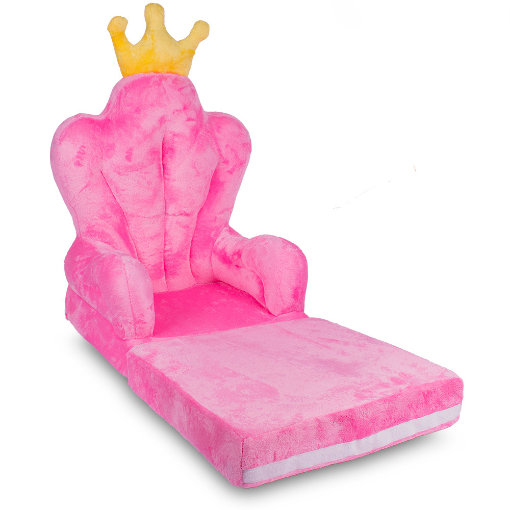 Fotel pluszowy dla dziecka tron różowy