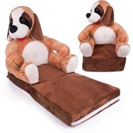 Fotelik pluszowy dla dziecka, rozkładany fotel dziecięcy - Miś pluszowy Pies Franek