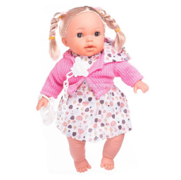 Lalka dla dziewczynek - miękka laleczka w uroczej sukience mówi i zamyka oczka