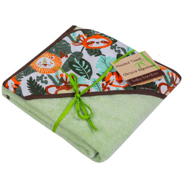 Ręcznik z kapturkiem, bambusowe okrycie kąpielowe dla dziecka 100x100 cm BABY BAMBOO Zielony