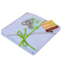 Ręcznik z kapturkiem, bambusowe okrycie kąpielowe dla dziecka 100x100 cm HAFT BABY BAMBOO sowy niebieskie