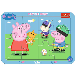 Trefl Puzzle 10 el. Ramkowe BABY | Wesoła Świnka Peppa- puzzle z motywem bajki Świnka Peppa