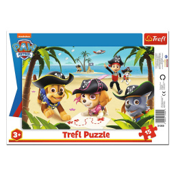 Trefl Puzzle 15 el. Ramkowe | Przyjaciele z Psiego Patrolu - puzzle z motywem bajki Paw Patrol