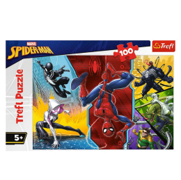 Trefl Puzzle 100 el. | Do góry nogami Marvel Spiderman - puzzle dla dzieci z motywem bajkowym