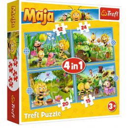Trefl Puzzle 4w1 | Przygody Pszczółki Mai , puzzle z motywem bajki Pszczółka Maja