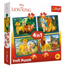Trefl Puzzle 4w1 | Król i Lew , puzzle z motywem bajki Król Lew