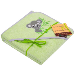Ręcznik z kapturkiem, bambusowe okrycie kąpielowe dla dziecka 100x100 cm HAFT BABY BAMBOO Koala zielony