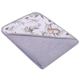 Ręcznik z kapturkiem, okrycie kąpielowe dla dziecka 80x80 cm bawełna wzór SZARE Zwierzątka