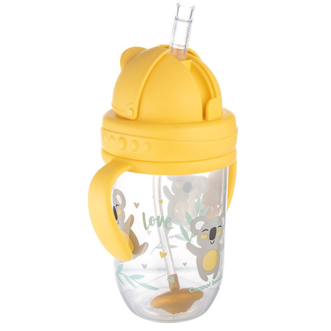 Canpol babies Kubek niekapek ze składaną rurką silikonową z odważnikiem 270 ml Żółty Canpol babies Kubek niekapek ze składaną rurką silikonową z odważnikiem 270 ml Żółty