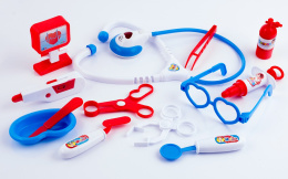 Zestaw lekarski - zabawka dla małego doktora, termometr, stetoskop i inne akcesoria