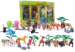 Duży Zestaw zwierzątek : morskie, dzikie, dinozaury oraz domowe figurki zwierząt - 60 el.