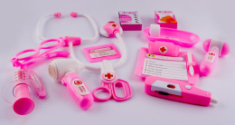 Zestaw lekarz, doktor - zabawka dla małego doktora, termometr, stetoskop, termometr i inne akcesoria - różowy