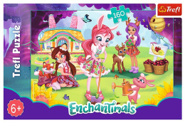 Trefl Puzzle 160 el. | Enchantimals - Bree, Danessa i Fel w ogrodzie - puzzle dla dzieci z motywem bajkowym