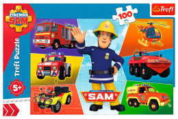 Trefl Puzzle 100 el. | Pojazdy Strażaka Sama - puzzle dla dzieci z motywem bajkowym