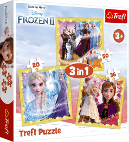 Trefl Puzzle 3w1 | Moc Anny i Elsy, puzzle z motywem bajki Kraina Lodu Frozen