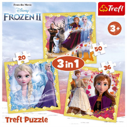 Trefl Puzzle 3w1 | Moc Anny i Elsy, puzzle z motywem bajki Kraina Lodu Frozen