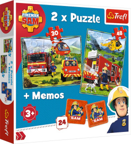 Trefl Puzzle 2w1 | Strażacy w akcji + memos, puzzle z motywem bajkowym
