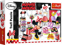 Trefl Puzzle 60 el.| Minnie Mouse. Zakupowe szaleństwo, puzzle z motywem bajki Myszka Minnie