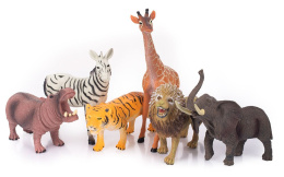 Duży zestaw figurki zwierzątek Safari ZOO żyrafa, słoń, tygrys, hipopotam, lew, zebra