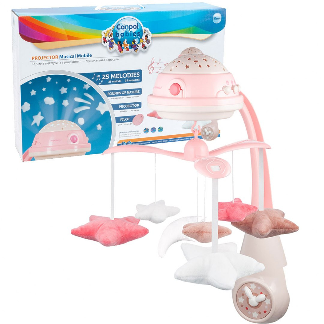 Canpol babies karuzela elektryczna z projektorem i pozytywką różowa