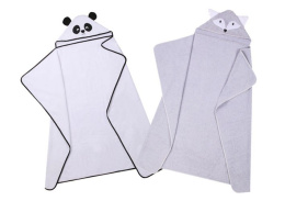 Ręcznik z kapturkiem, okrycie kąpielowe dla dziecka Animal 120x100 cm biały PANDA