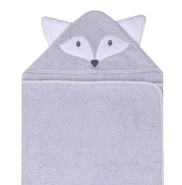 Ręcznik z kapturkiem, okrycie kąpielowe dla dziecka Animal 120x100 cm szary LISEK