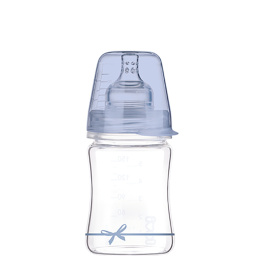 Butelka szklana antykolkowa Lovi 150ml - Butelka dla niemowlaka + smoczek 0m+ Baby Shower boy