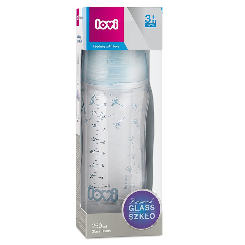 LOVI BUTELKA SZKLANA DIAMOND GLASS 250ML 3m+ LOVI BUTELKA SZKLANA DIAMOND GLASS 250ML 3m+