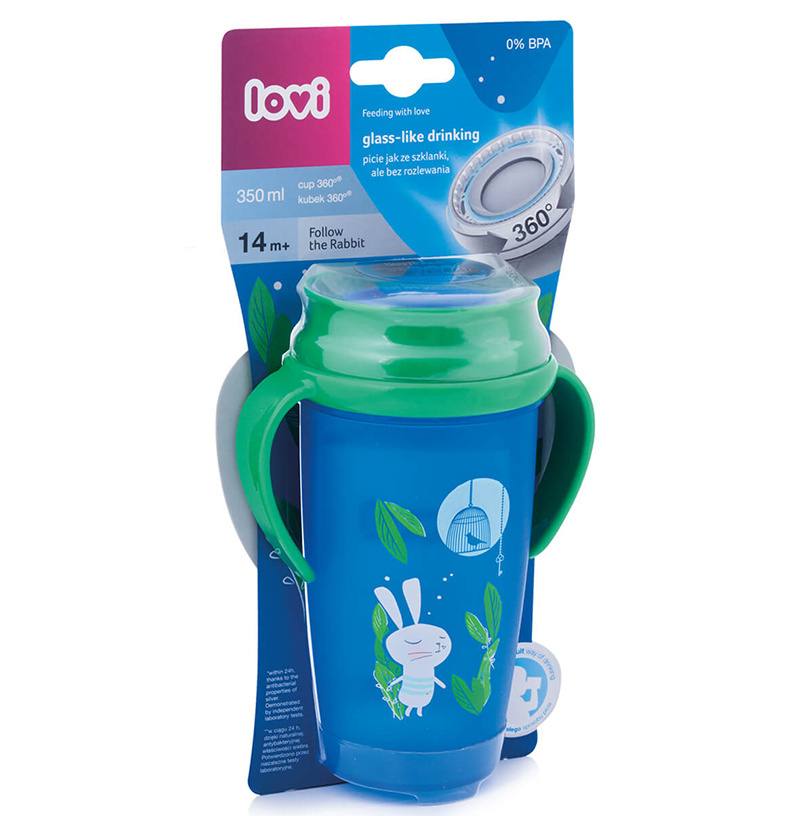 LOVI kubek niekapek 360' ACTIVE 350 ml 14M+ FOLLOW THE RABBIT LOVI kubek niekapek 360' ACTIVE 350 ml 14M+ FOLLOW THE RABBIT