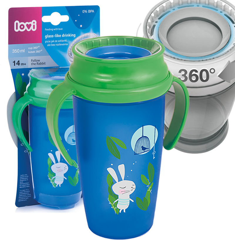LOVI kubek niekapek 360' ACTIVE 350 ml 14M+ FOLLOW THE RABBIT LOVI kubek niekapek 360' ACTIVE 350 ml 14M+ FOLLOW THE RABBIT