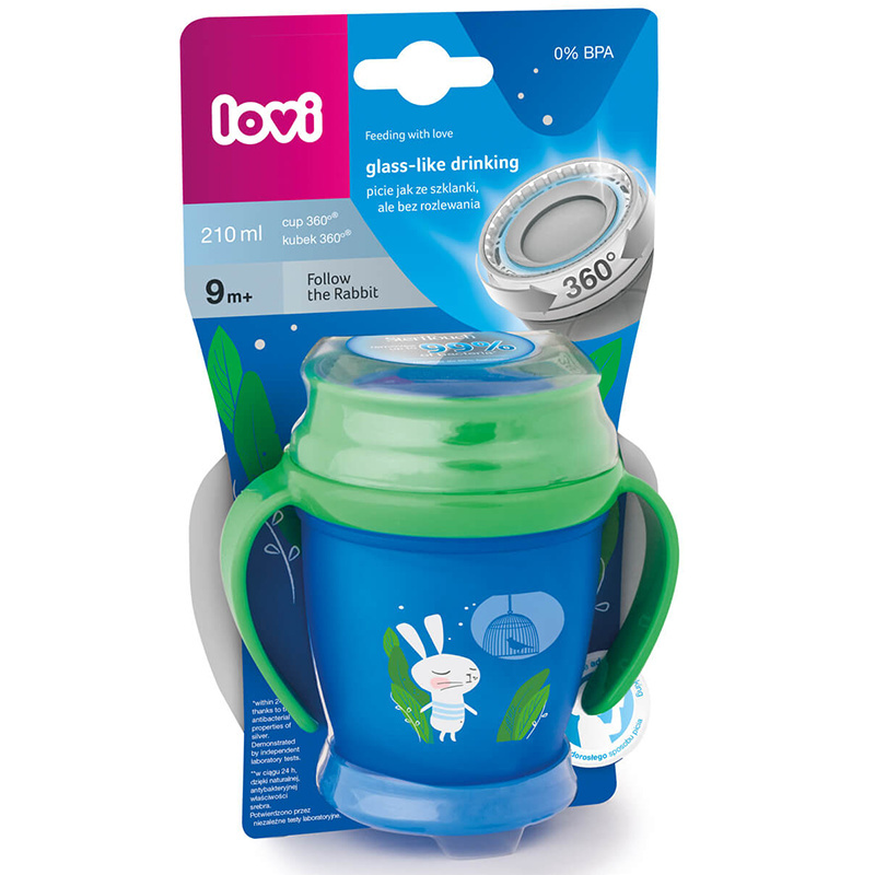 LOVI kubek niekapek 360 mini 210 ml 9+ FOLLOW THE RABBIT LOVI kubek niekapek 360 mini 210 ml 9+ FOLLOW THE RABBIT