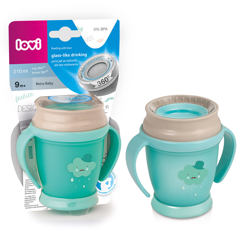 LOVI kubek niekapek 360 mini 210 ml 9+ RETRO BOY MIĘTOWY LOVI kubek niekapek 360 mini 210 ml 9+ RETRO BOY MIĘTOWY