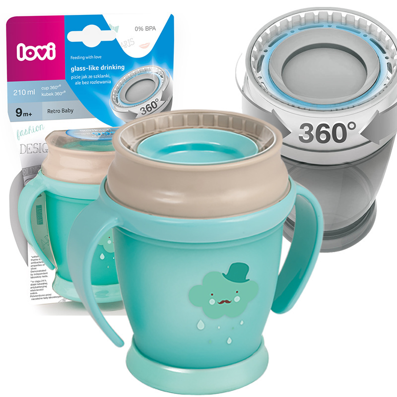 LOVI kubek niekapek 360 mini 210 ml 9+ RETRO BOY MIĘTOWY LOVI kubek niekapek 360 mini 210 ml 9+ RETRO BOY MIĘTOWY