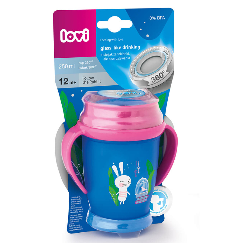 LOVI kubek niekapek 360 mini 250 ml 12M+ FOLLOW THE RABBIT GIRL LOVI kubek niekapek 360 mini 250 ml 12M+ FOLLOW THE RABBIT GIRL