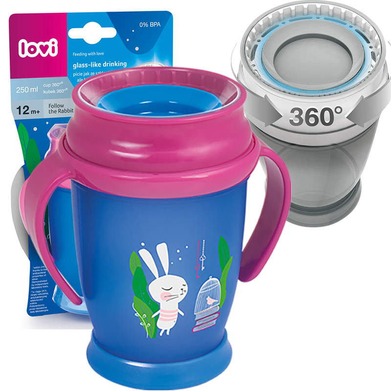 LOVI kubek niekapek 360 mini 250 ml 12M+ FOLLOW THE RABBIT GIRL LOVI kubek niekapek 360 mini 250 ml 12M+ FOLLOW THE RABBIT GIRL