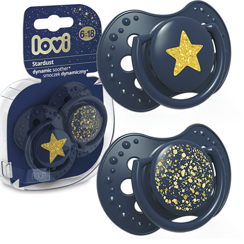 Smoczek uspokajający dla dziecka LOVI 6-18 m+ Stardust Blue 2 szt. Smoczek uspokajający dla dziecka LOVI 6-18 m+ Stardust Blue 2 szt.