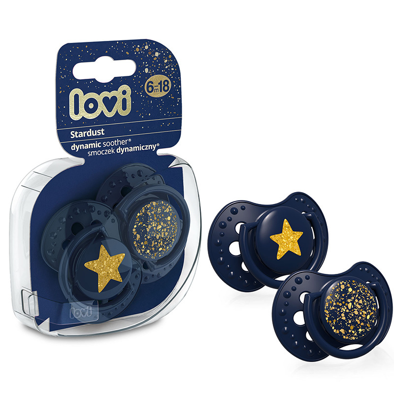 Smoczek uspokajający dla dziecka LOVI 6-18 m+ Stardust Blue 2 szt. Smoczek uspokajający dla dziecka LOVI 6-18 m+ Stardust Blue 2 szt.