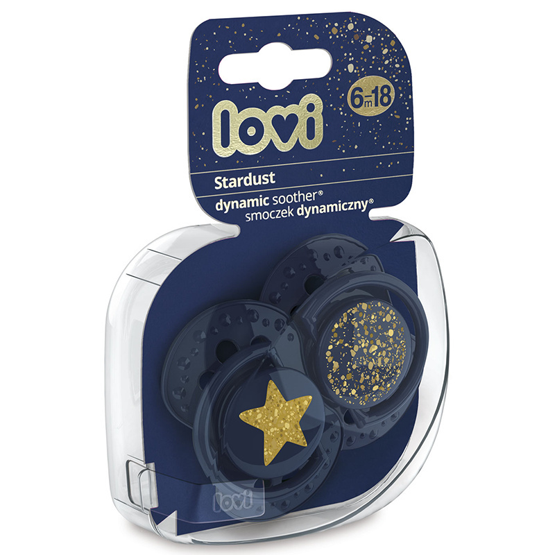 Smoczek uspokajający dla dziecka LOVI 6-18 m+ Stardust Blue 2 szt. Smoczek uspokajający dla dziecka LOVI 6-18 m+ Stardust Blue 2 szt.